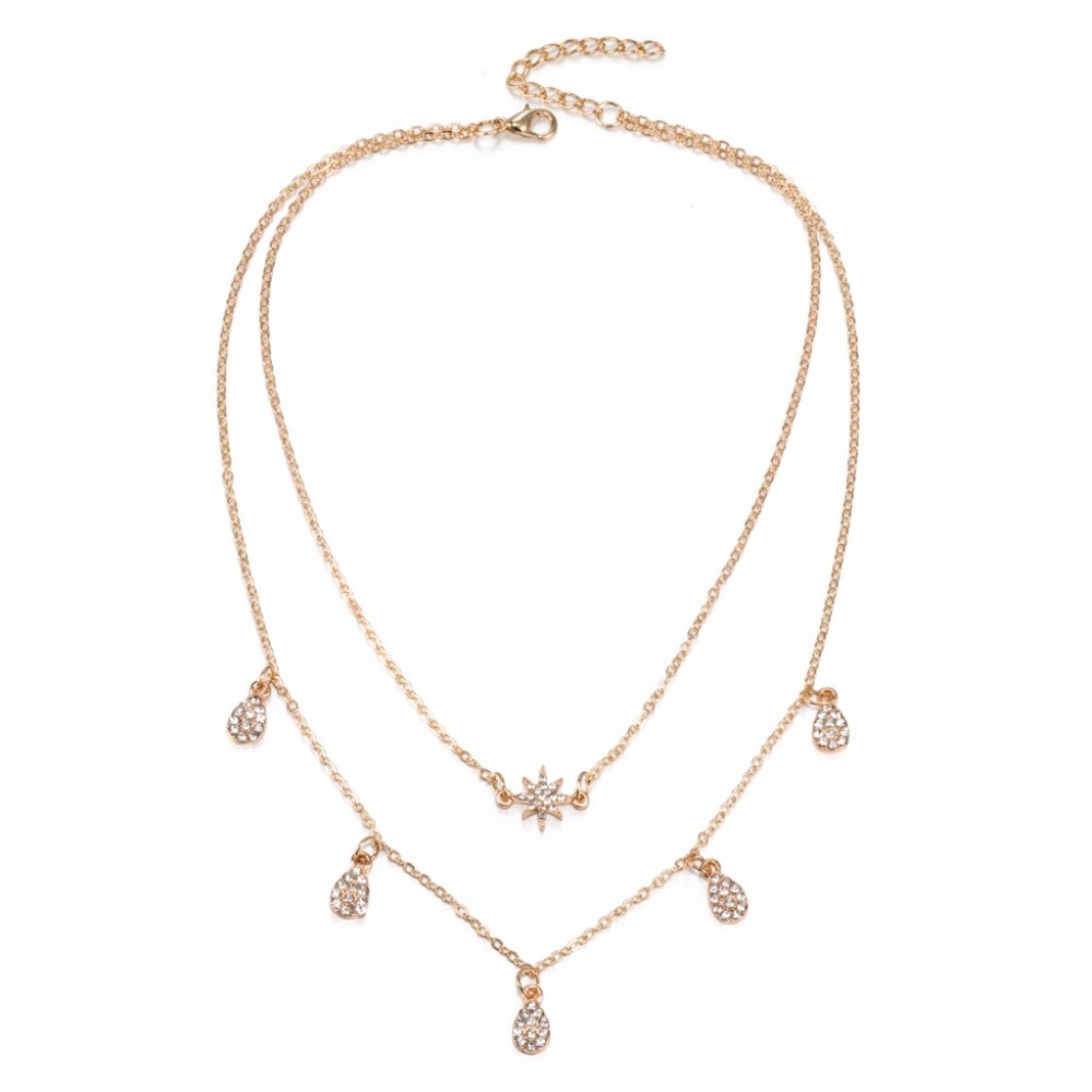 N15 | Boho Dainty Two Layer Crystal Star Choker - Picture 3 of 6